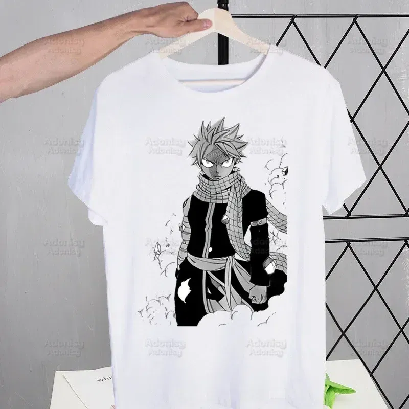 Color: WHITE, Size: XL - Anime Fairy Tail Cartoon Natsu Erza Gray Lucy T-shirts Summer Men/Women Hip Hop Tshirt Streetwear t shirts Short Sleeve Tops