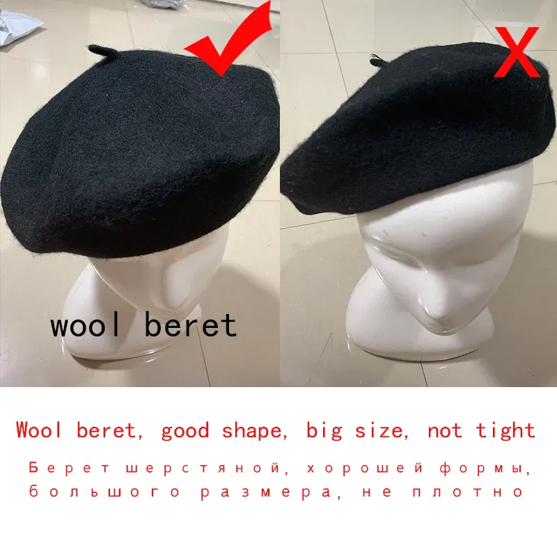 Color: army green, Hat Size: One Size - Wool Thick  Berets Artist French Beret Women Painter Hat Girls Female Warm  Walking Cap