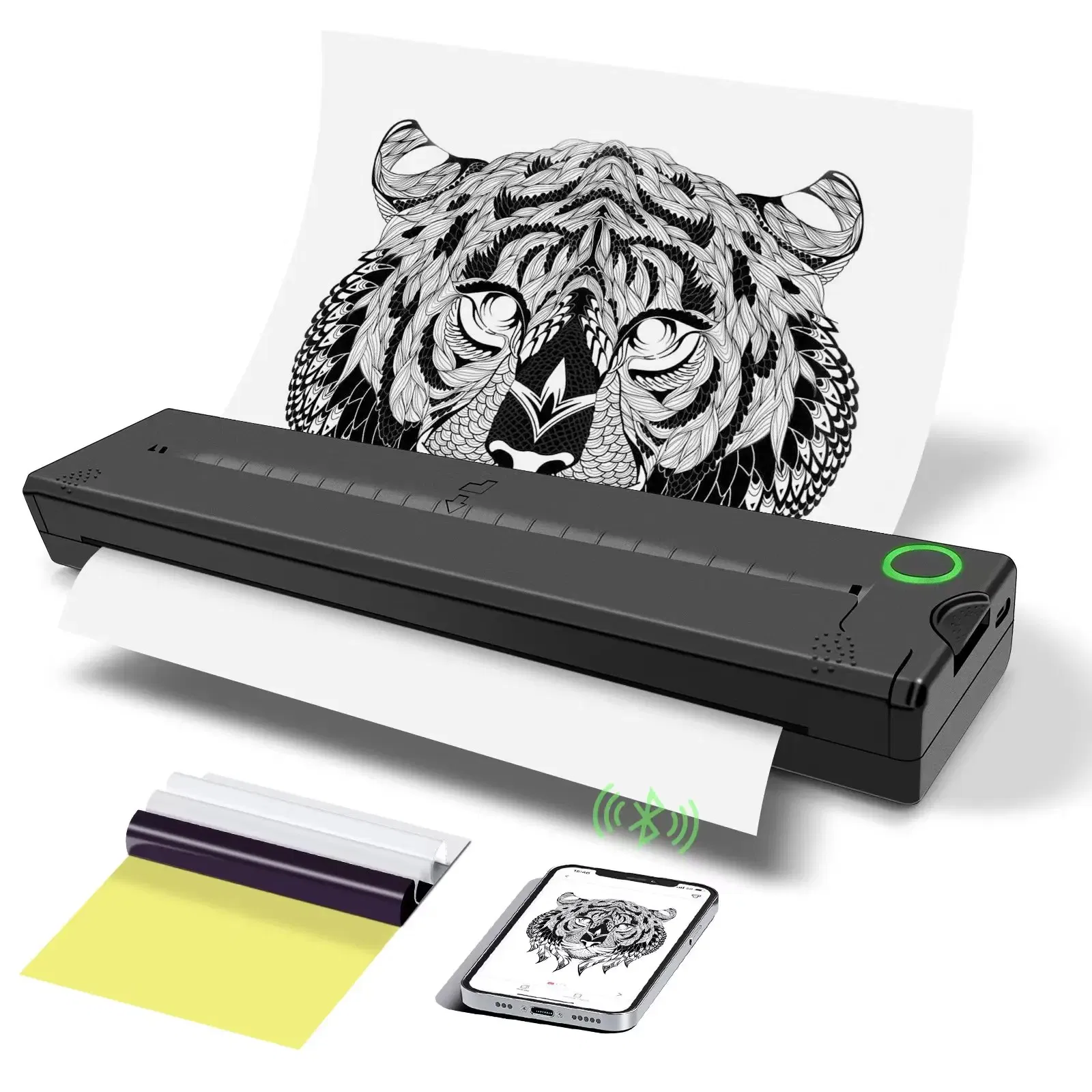 color: WHITE, Ships From: CHINA - Top Tattoo printer thermal Transfer sensitive i inkless portable A4 Bluetooth wireless USB document printer with PC phone