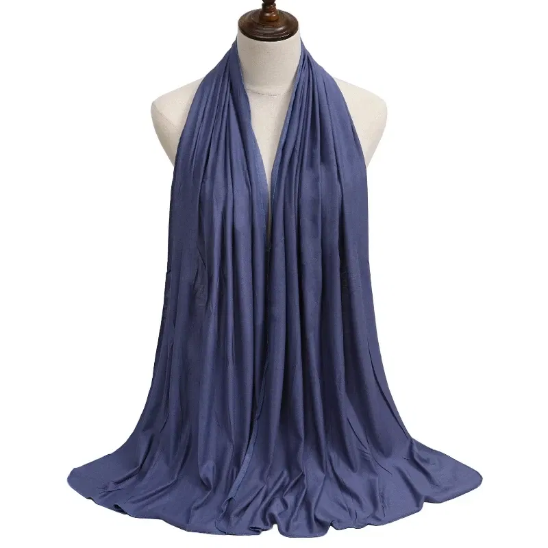 Color: light oliver - Modal Cotton Jersey Hijab Scarf Long Muslim Shawl Plain Soft Turban Tie Head Wraps For Women Africa Headband 170x60cm