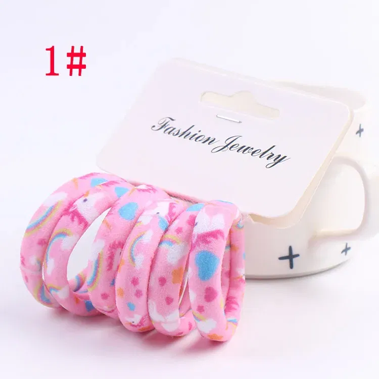 Color: WHITE, Ships From: CHINA - 6PCS/Sett Cute Girls Elastic Hair Bands Scrunchies Ponytail Holder Rubber Bands Hair Ties Sweet Kids Hair Rope Hair Accessories
