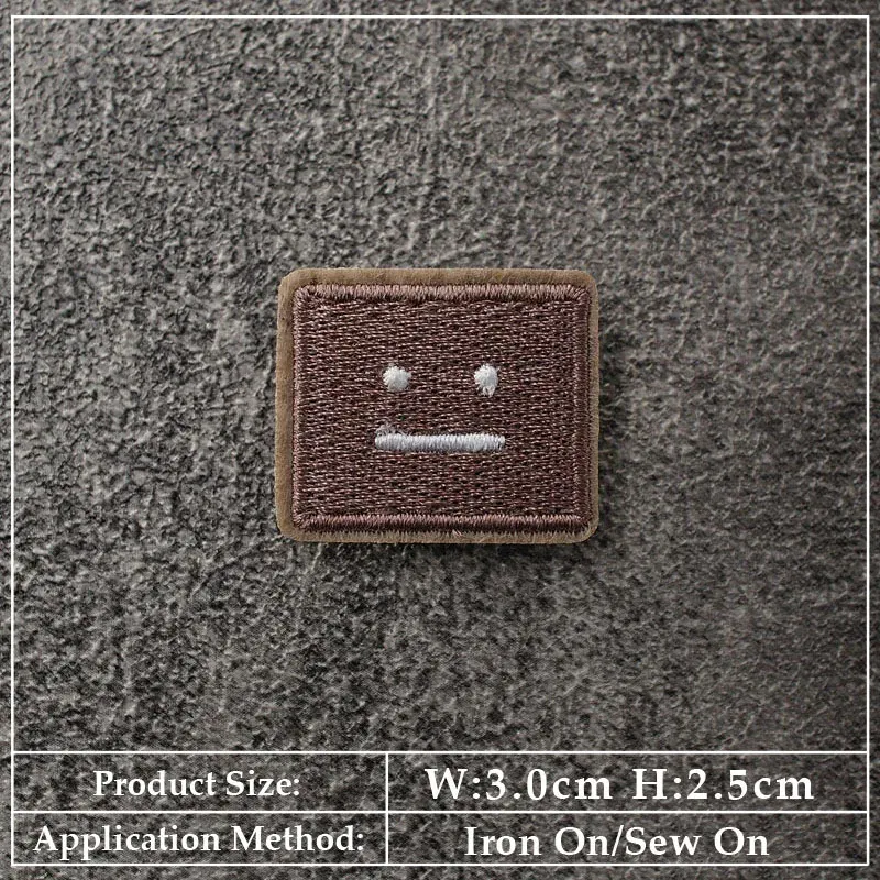 Color: Laser Bright - Square Expression Embroidered Applique Patches Fabric Garment Apparel Clothing Accessories Embroidery Badges Pink Black White