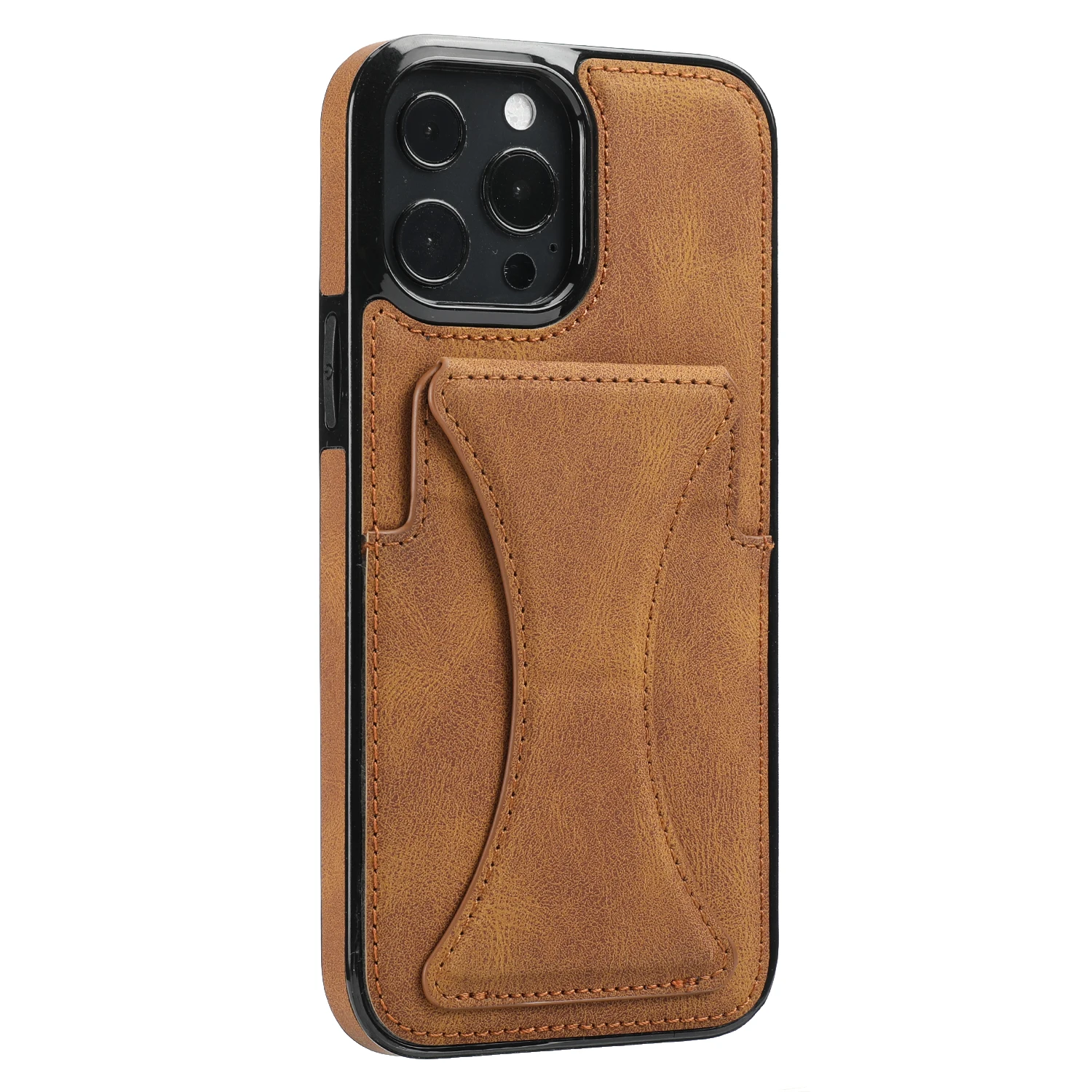 Color: Brown, Material: aluminum - For iPhone 16 Pro Max Plus Case 2024 With Magnetic Leather Kickstand Card Slot Wallet Back Cover Protection Shockproof Coque