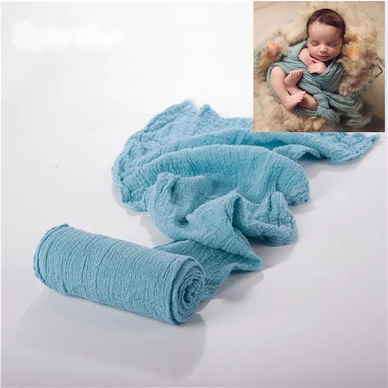 Color: DEEP BLUE - Newborn Photography Props Wrap Baby Blanket Soft Stretchable Cotton Swaddling Photography Backdrop Babies Accessories