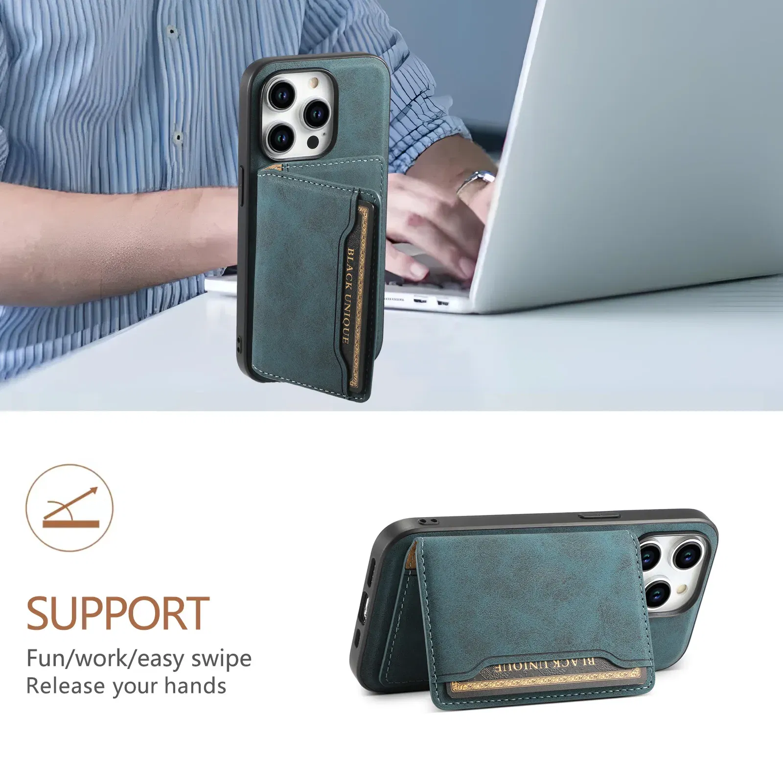 Leather Wallet Card Holder for Magsafe Magnetic Bag for Samsung Galaxy S24 S23 S22 S21 Ultra FE 15 14 Universal Retro Case Cover