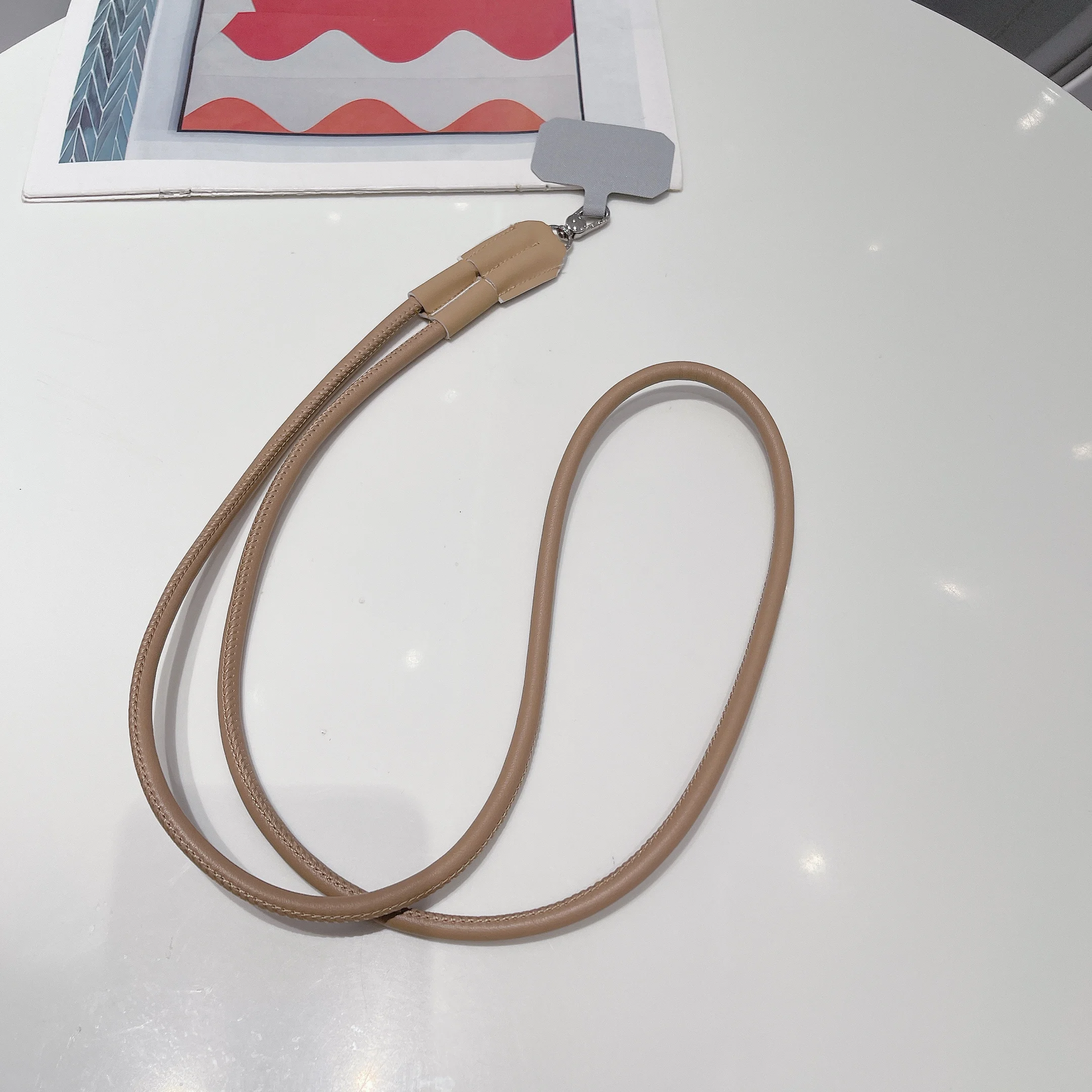 Color: WHITE, Material: Nylon / Spandex, Ships From: CHINA - 120 cm Long Crossbody Phone Lanyard Leather Pickup Chain Women's Long Neck Shoulder Strap Phone Case Universal Anti Loss Lanyard