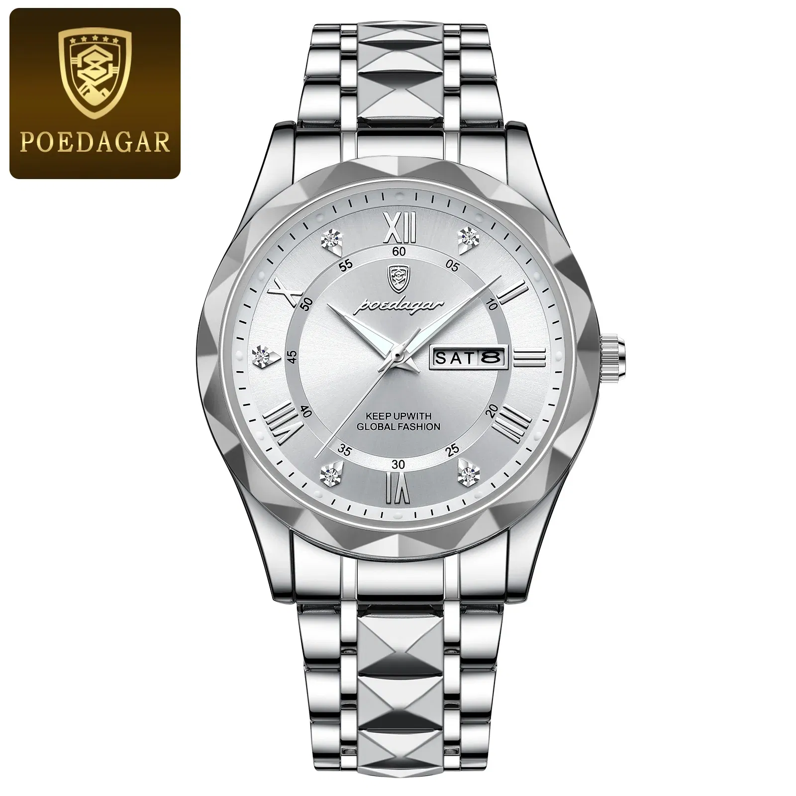 Color: Yellow - POEDAGAR Luxury Business Man Wristwatch Waterproof Luminous Date Week Men Watch For Men Quartz Clock Leather Men's Watches reloj