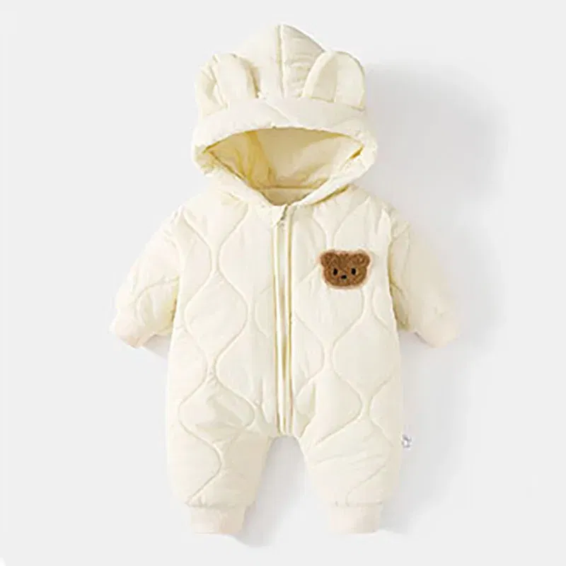 Color: Beige, Ships From: CHINA, Kid Size: 3T?€?€·?¤–运动?‰ - ?»? Winter Baby Outwear Clothing Fur Lining Warm Toddler Girl's Boy's Rompers Cartoon Bear Infant Jumpsuit