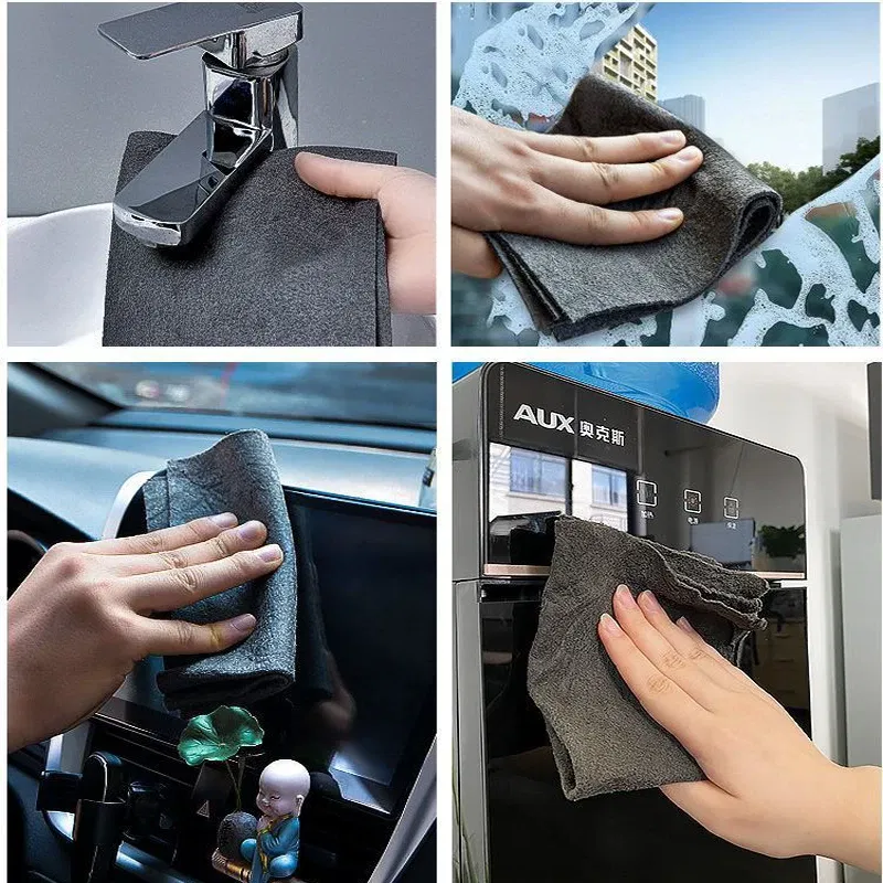 Color: WHITE, Specification: 2pcs, Ships From: CHINA - New Thickened Magic Cleaning Cloth Microfiber Glass Clean Towel Reusable Washable Lint-free Cleaning Rags for Kitchen Glass Car