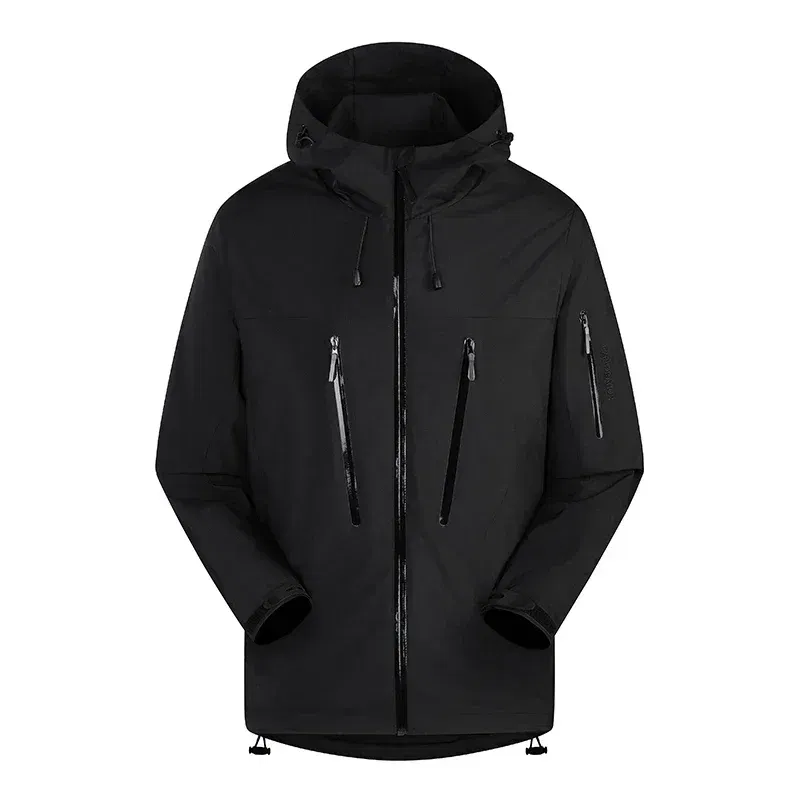 Color: black, Size: M - Spring Autumn Men's Windbreaker Fashion Outdoor Mountaineering Travel Windproof Waterproof Hooded Jacket Slim Fit Versatile Coat