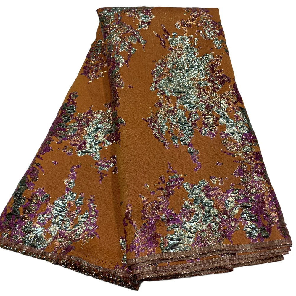 Color: green, length: 5 yards, Width: 120cm - Salouva 2024 High Quality African Nigerian Gilding Tulle Lace Fabric Embroidery Organza French Lace Jacquard Brocade Lace Fabric