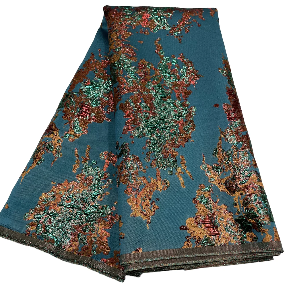 Color: green, length: 5 yards, Width: 120cm - Salouva 2024 High Quality African Nigerian Gilding Tulle Lace Fabric Embroidery Organza French Lace Jacquard Brocade Lace Fabric