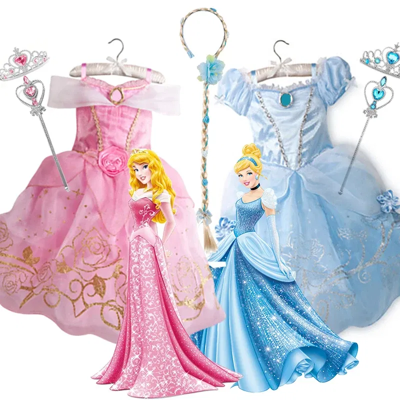 Color: army green, Kid Size: 11 - Children Halloween Disguise Aurora Cinderella Disney Princess Costume Festival Dress up Kids Girls Sleeping Beauty Frock 1-12Yrs