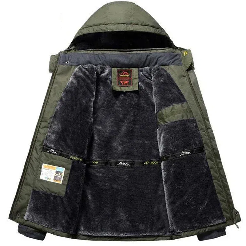 Color: Black, Size: XL - Winter Jacket Men Thick Fleece Waterproof Outwear unload Jackets Men's Windbreaker Army Parka Raincoat Coats Plus Size 8XL 9XL
