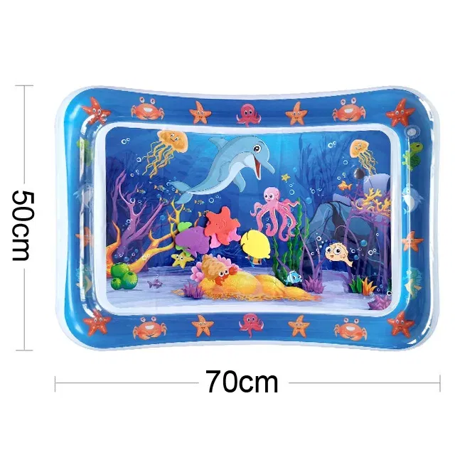 Color: Yellow - Baby Water Play Mat Inflatable Cushion PVC Infant Tummy Time Toddler Water Pad For Kids Early Education Developing Activity Toys