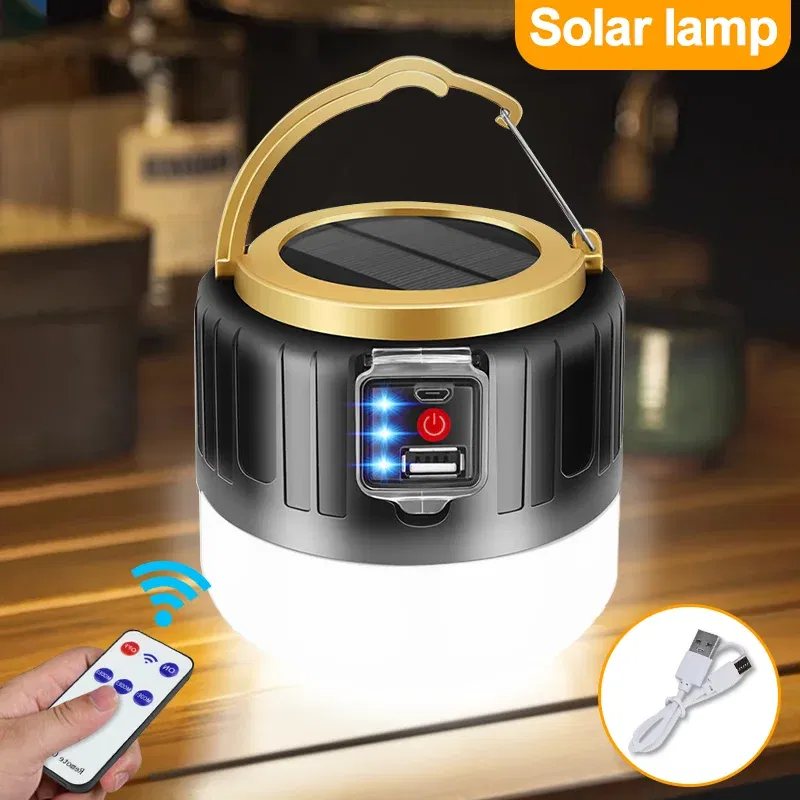 Wattage: 9W - Solar LED Camping Light USB Rechargeable Tent Lamp Outdoor Waterproof Emergency Lights Portable Lanterns Energy Saving Bulb
