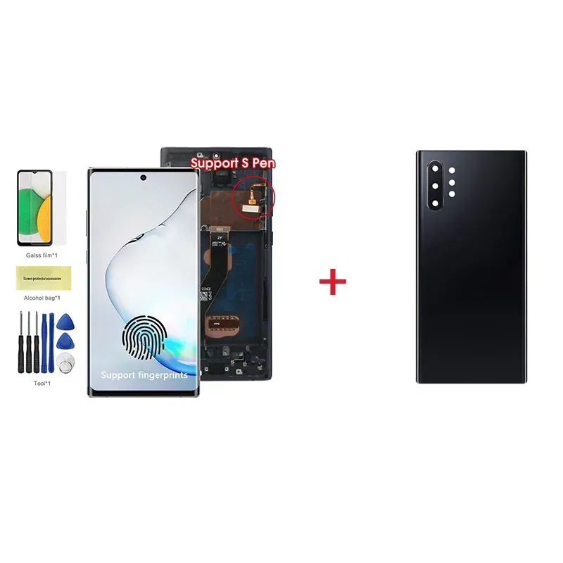 Color: AQUA, Ships From: CHINA - Top AMOLED Note 10 Plus Screen for Samsung Galaxy Note10+ N975F Lcd Display Touch Screen Support S Pen Fingerprints with Frame