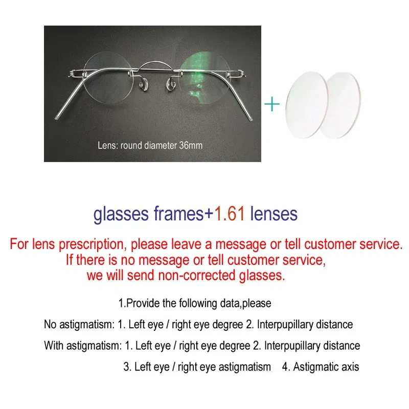 Frame Color: black, Ships From: CHINA - Handmade glasses custom retro frameless small round men and women myopia prescription reading glasses screwless eyewear