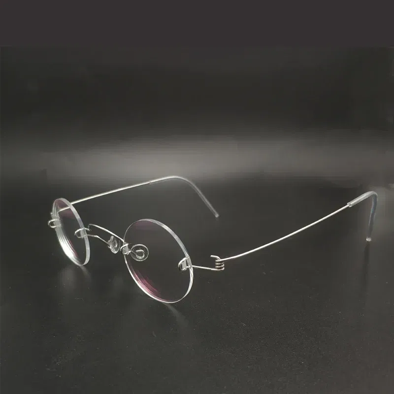 Frame Color: black, Ships From: CHINA - Handmade glasses custom retro frameless small round men and women myopia prescription reading glasses screwless eyewear