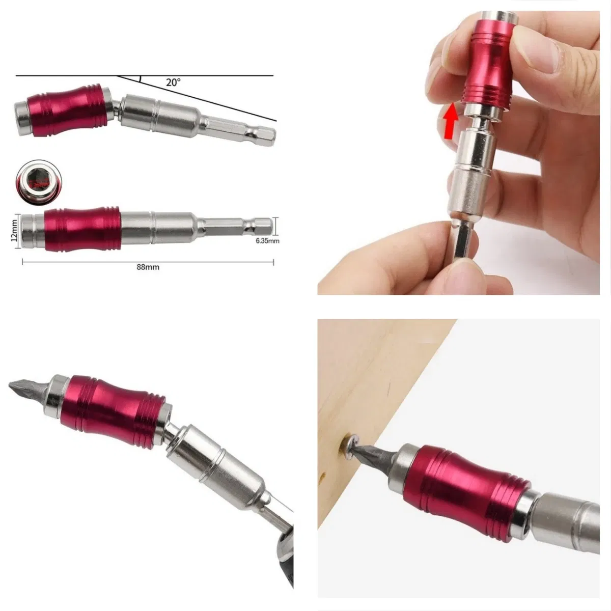 Color: grey - Flexible Drill Extension Hex Shank Drill Nut Driver Bit Set Bendable Drill Bit Extension+ScrewdriverBit+Universal Socket Adapter