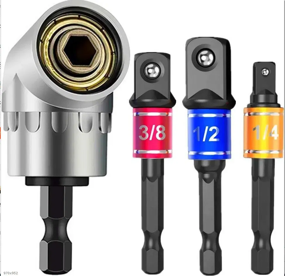 Color: grey - Flexible Drill Extension Hex Shank Drill Nut Driver Bit Set Bendable Drill Bit Extension+ScrewdriverBit+Universal Socket Adapter