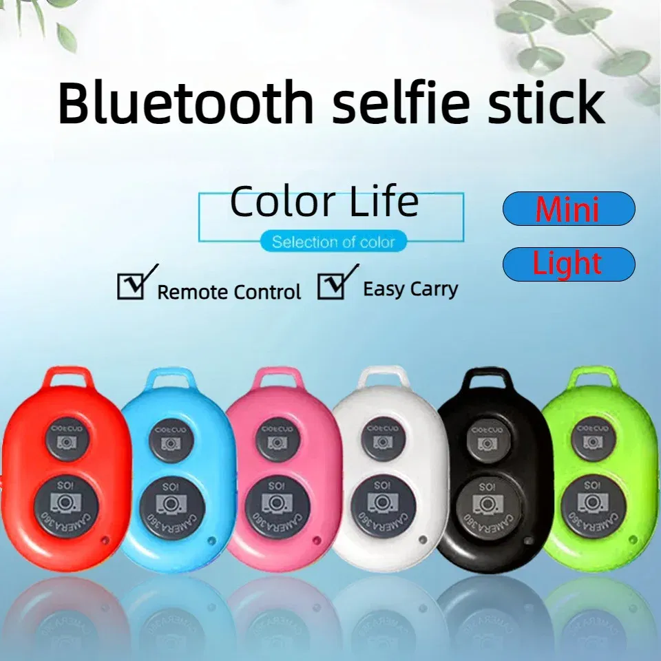 Color: Blue - Smartphone Bluetooth Shutter Release Wireless Remote Control Mobile Phone for iPhone 15 14 Huawei Samsung Xiaomi HTC Vivo Selfie
