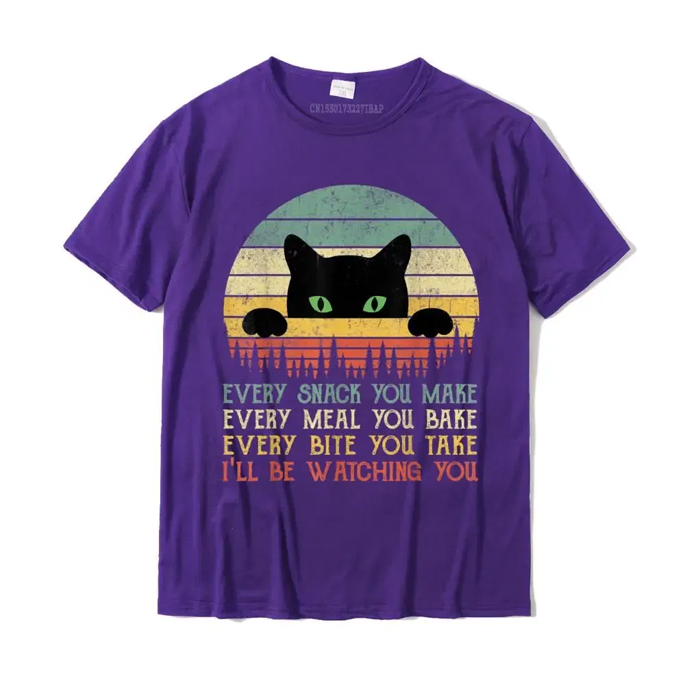 Color: PURPLE, Size: XS - Every Snack You Make Cat Funny Cat Mom Cat Mama Cat Dad T-Shirt Cotton T Shirts For Men Custom T Shirt Rife Printed
