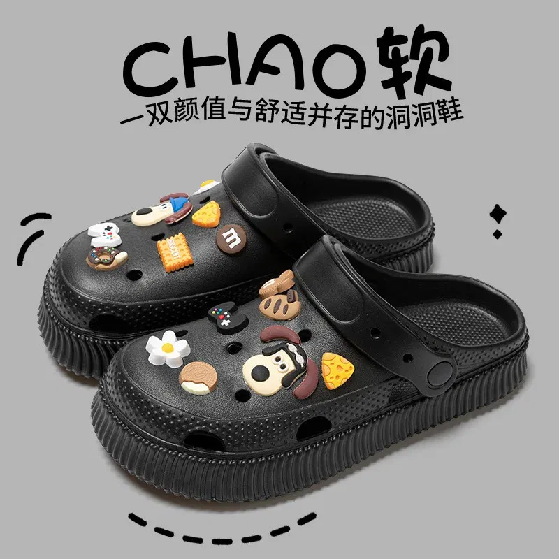 Color: Clear, Shoe Size: 36-37 - Shoes hole shoes girls wear outside couple bag head women cool slippers