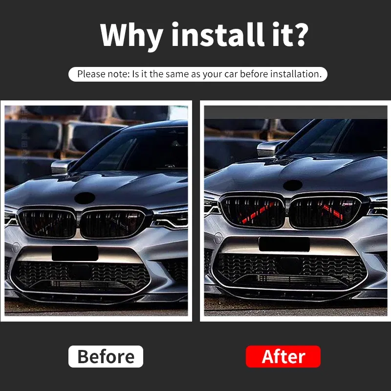 Color Name: black - For BMW 5 6 7 Series F10 F11 F12 F13 F18 F01 F02 F03 F04 F06 F07 X1 F48 X2 F39 Car Front Grille Trim Strips Cover Accessories