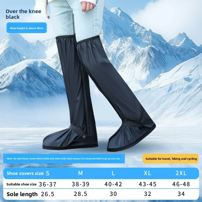 Color: GRAY, Size: M - Reusable Anti-Slip PU Leather Waterproof Shoes Cover Water Boots Cycling Hiking Overshoes Rain Snow Wet Sand Shoes Protectors