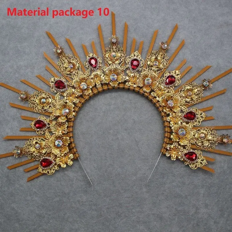 Color: Silver - MATERIAL PACKAGE Sunburst Goddess Gold Spike Mary Halo Crown Headpiece NYLON ZIP TIE Wedding Bride Hair Band Tiar