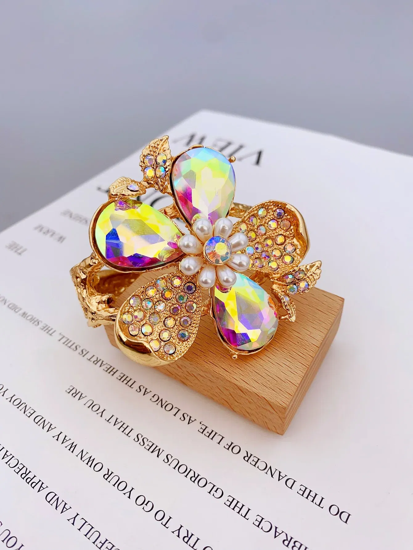 Metal Color: Platinum Plated - Exaggerated Zinc Alloy Flower Bracelet for Women in Various Occasions bracelets for women