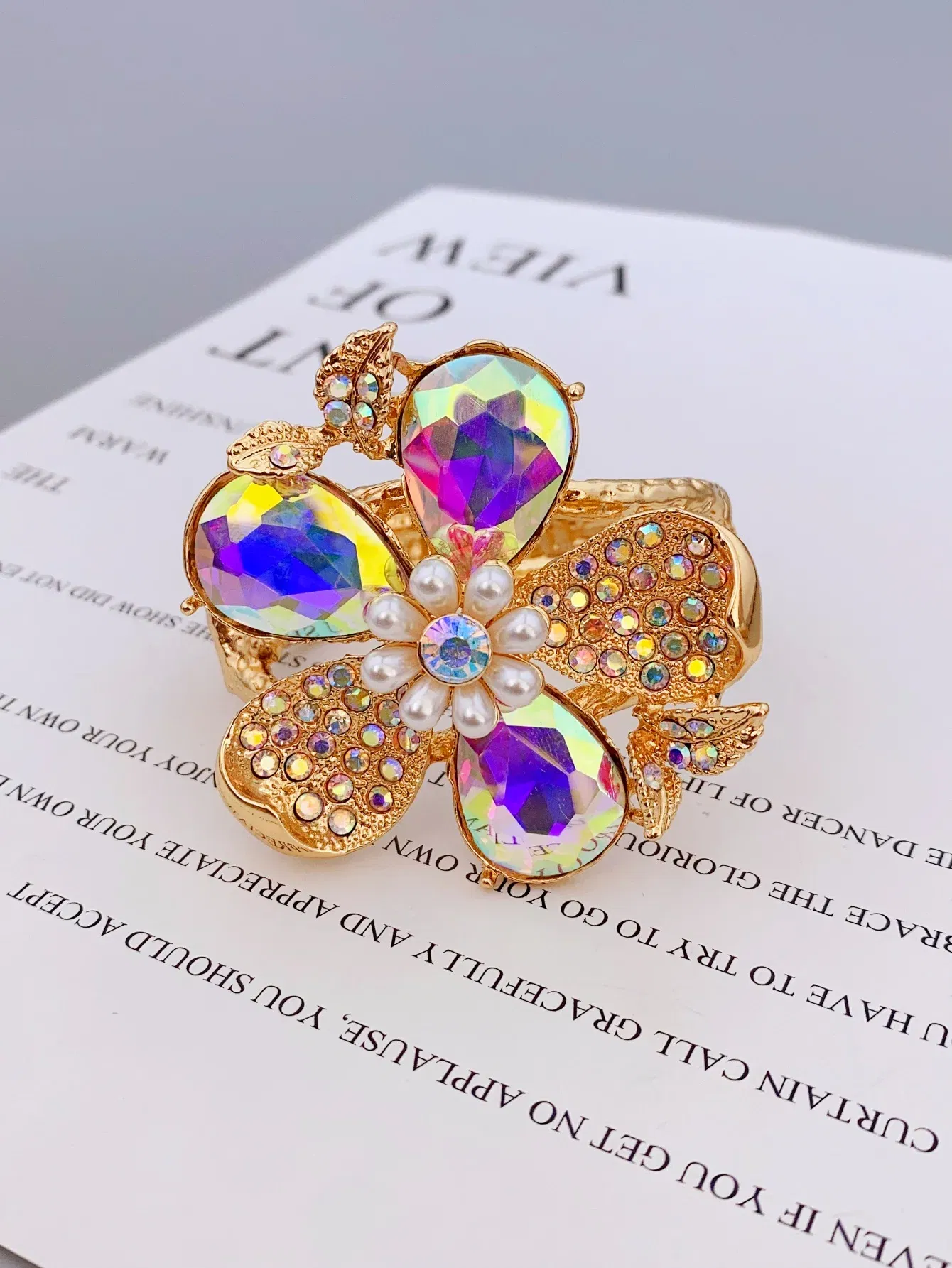 Metal Color: Platinum Plated - Exaggerated Zinc Alloy Flower Bracelet for Women in Various Occasions bracelets for women