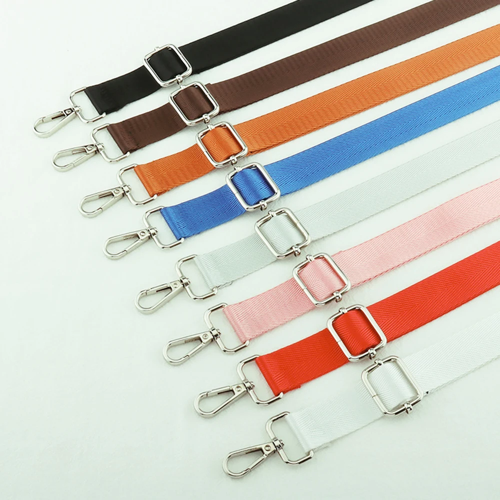 Color: Chocolate - Shoulder Bag Strap Fashion Wide Replacement Strap For Bags Nylon Woman Messenger Bag Accessories Silver Metal Buckle Bag Straps