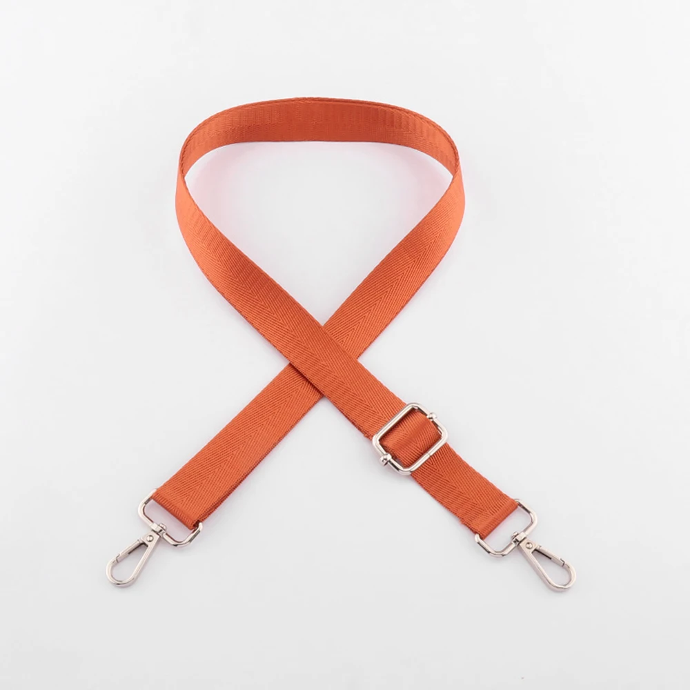 Color: Chocolate - Shoulder Bag Strap Fashion Wide Replacement Strap For Bags Nylon Woman Messenger Bag Accessories Silver Metal Buckle Bag Straps