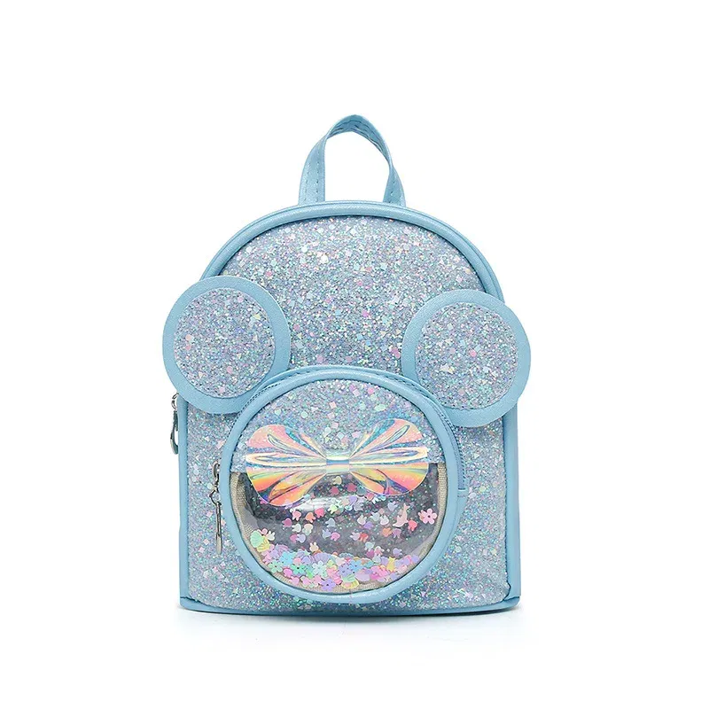 Color: Blue - New Cute Children's Bag Fashion Sequin Kindergarten Backpacks for Baby Girls Cartoon Casual Schoolbag Princess Bag Girls Gifts