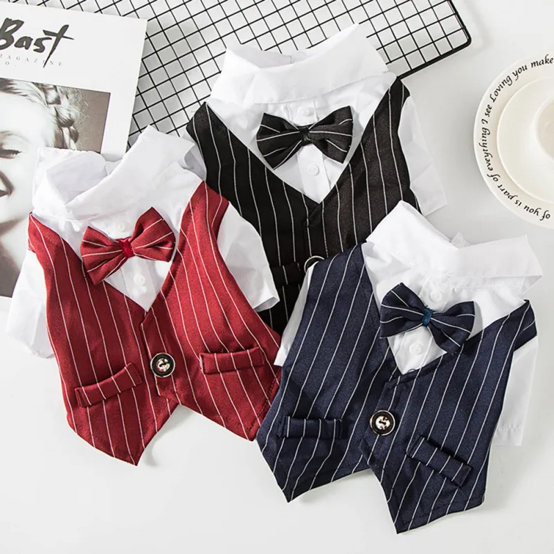 Color: Black, Size: XXXL - Dog Gentleman Wedding Suit Clothes Dog Suit Bow Tie Clothes Halloween Christmas Costume For Small Dogs Teddy Bulldog
