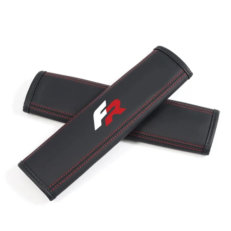 Color Name: black - 2Pcs Nappa Leather Seat Belt Shoulder Cover Protection Pads For Seat Ateca Altea Leon FR Arona Tarr Car Accessories