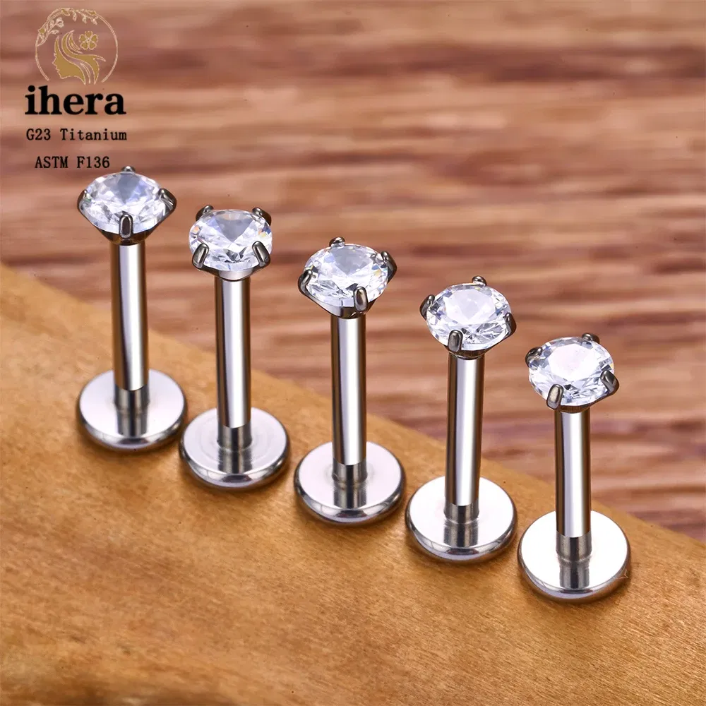 Metal color: Rhodium Plated, Ships From: CHINA, Main Stone Color: black - 10PCS G23 Titanium Lip Ring Labret Piercing Stud Earring CZ 16/18/20G Push Pin Ear Tragus Cartilage Helix Conch Pierc? Jewelry