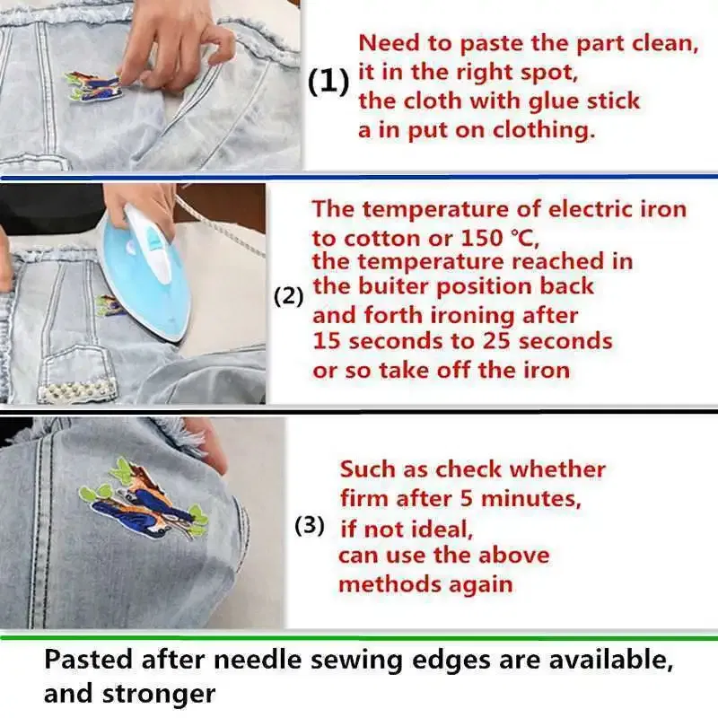 Color: Green - Butterfly Daisy Embroidery Patches for Clothing Thermoadhesive Patches DIY Fusible Patch on Kids Clothes Sunflower Badges Sewing