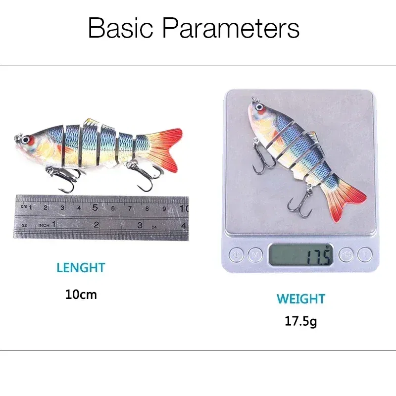 Color: Yellow, Size: 120 MM - 6 Segment Multi Jointed Fishing Lure Sinking 10cm/17.5g Swimbait Artificial Wobblers Crankbait Hard Bait Pesca Tackle 5/3/1Pcs