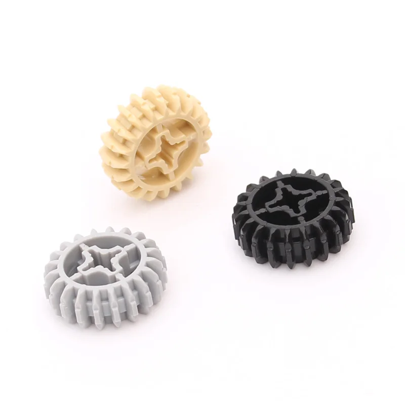 Color: Apricot - Rainbow Pig MOC Particle 32269 18575 High-Tech Gear 20 Tooth Double Bevel with Axle Hole Compatible Brick Building Block Toys