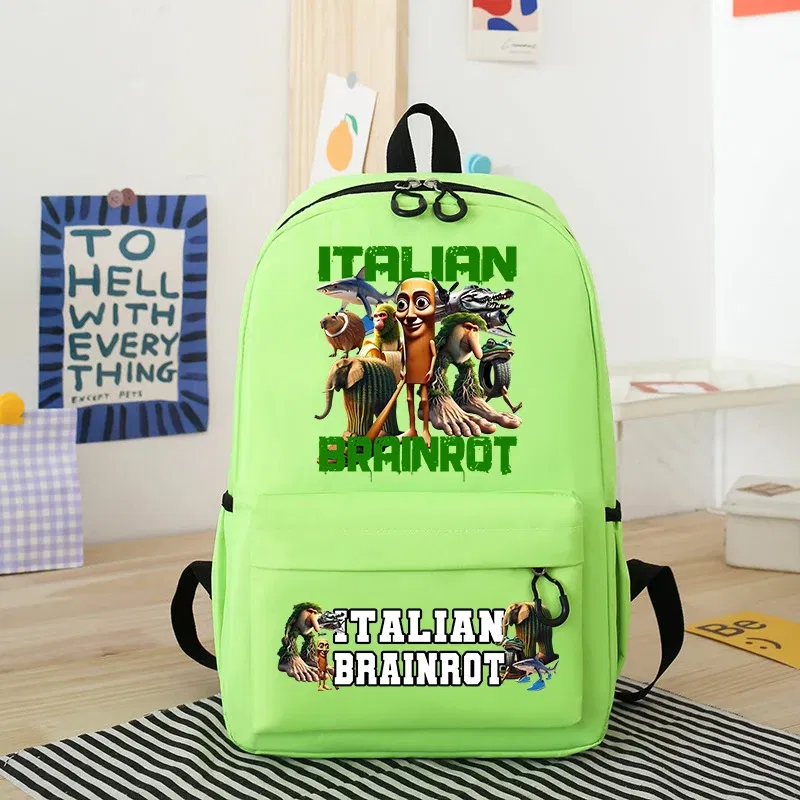Color: black - Italian Brainrot Kids Cute Schoolbag Tung Tung Tung Sahur Backpack for Boy Funny Meme Anime Knapsack Cartoon Book Bag Gifts 2025