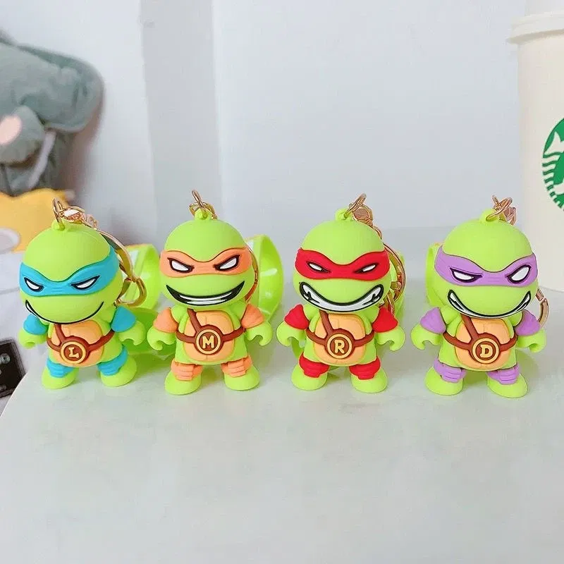 Color: Pink, Size: 12cm - Ninja Turtles Keychain Schoolbag Cartoon Pendant Anime Key Chain Keyrings Car Key Ring Accessories Kids Adults Birthday Gifts