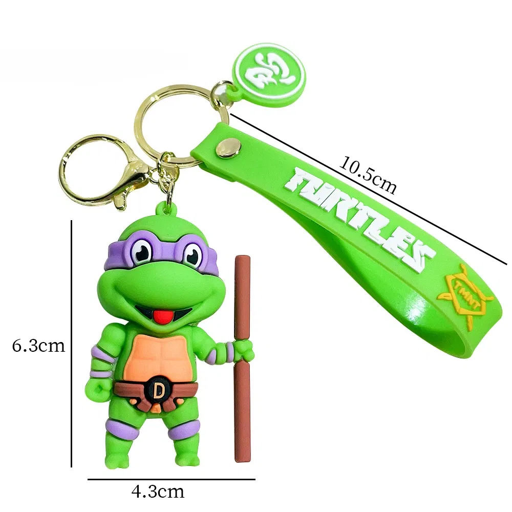 Color: Pink, Size: 12cm - Ninja Turtles Keychain Schoolbag Cartoon Pendant Anime Key Chain Keyrings Car Key Ring Accessories Kids Adults Birthday Gifts