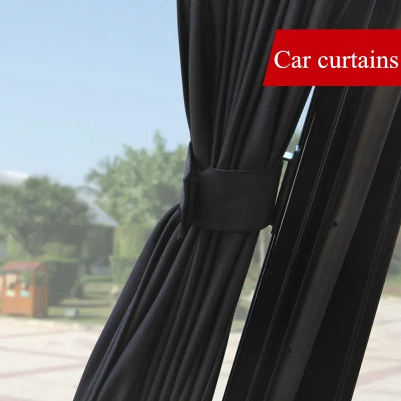 Color: Dark Grey - 2pcs 50cm Car Sun Shade Side Window Curtain Auto Foldable Uv Protection Accessories Black Pure Cloth Auto Accessories
