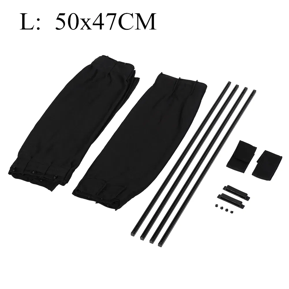 Color: Dark Grey - 2pcs 50cm Car Sun Shade Side Window Curtain Auto Foldable Uv Protection Accessories Black Pure Cloth Auto Accessories