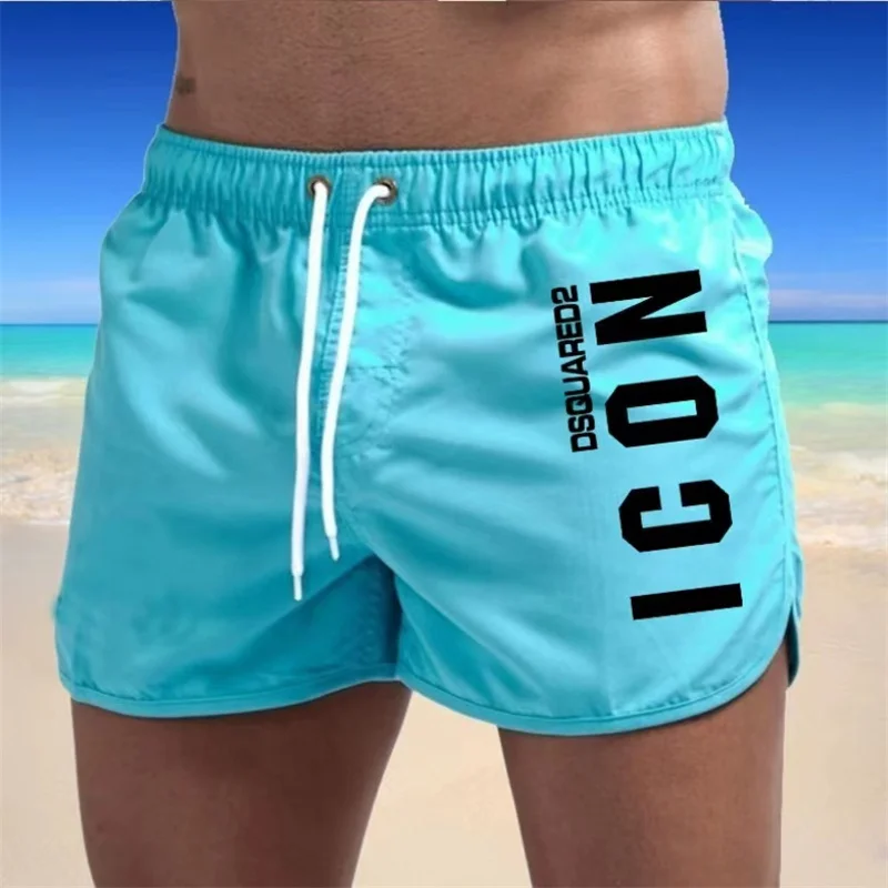 Color: Pink, Size: L - Summer men's luxury beach pants clothing quick dry gym jogging sexy shorts vacation casual swimming trunks