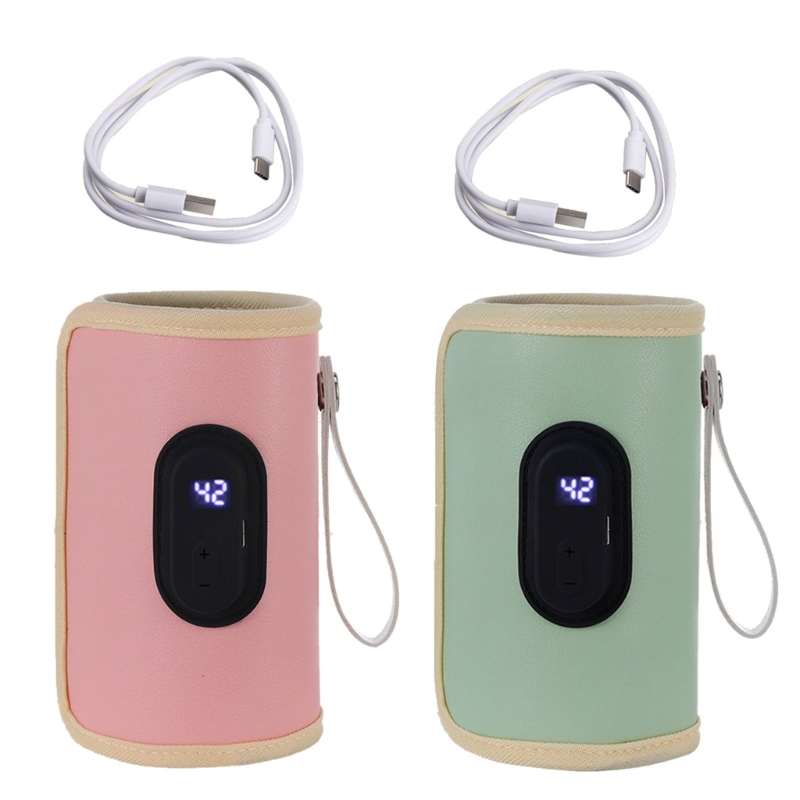 Color: Pink - Nursing Bottle Heater USB Charging Heating Sleeve Milk Warmer 20 Temperature