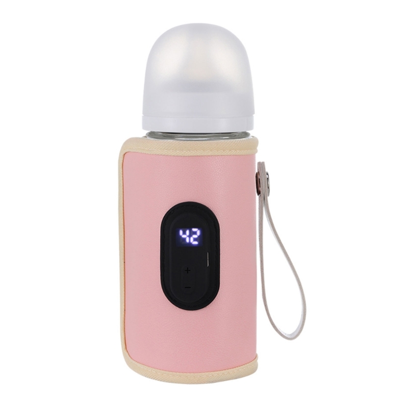 Color: Pink - Nursing Bottle Heater USB Charging Heating Sleeve Milk Warmer 20 Temperature